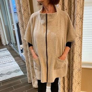 Bryn Walker Funnel Neck Short Sleeve Zip Front Poncho